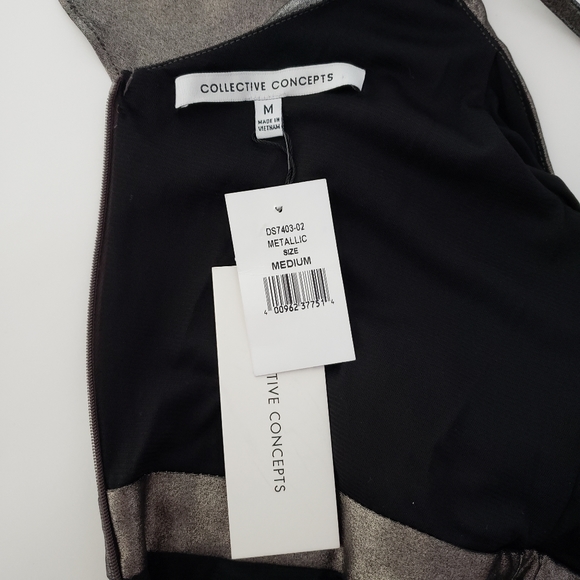 NEW-Collective Concepts Metallic Bronze Midi Dress - Picture 6 of 7